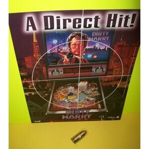 Dirty Harry Clint Eastwood Pinball Flyer & Plastic Promo Keychain 1995